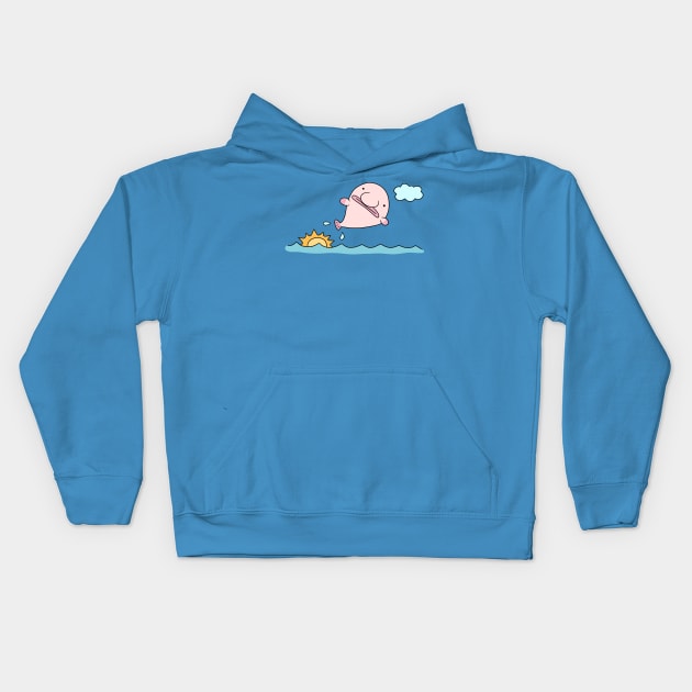 Blobfish Jump Kids Hoodie by saradaboru